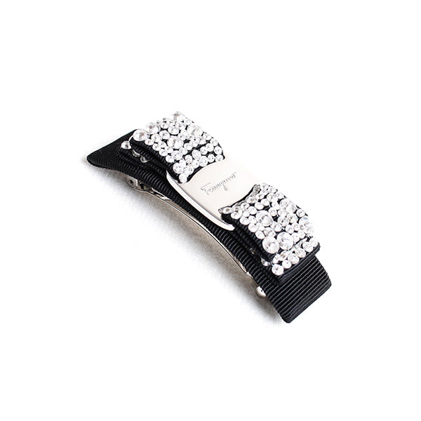 フェラガモ FERRAGAMO バレッタ 342759-524894 ビジュー付き ヘアークリップ リボン レディース ヴァラ VARA BLACK ブラック