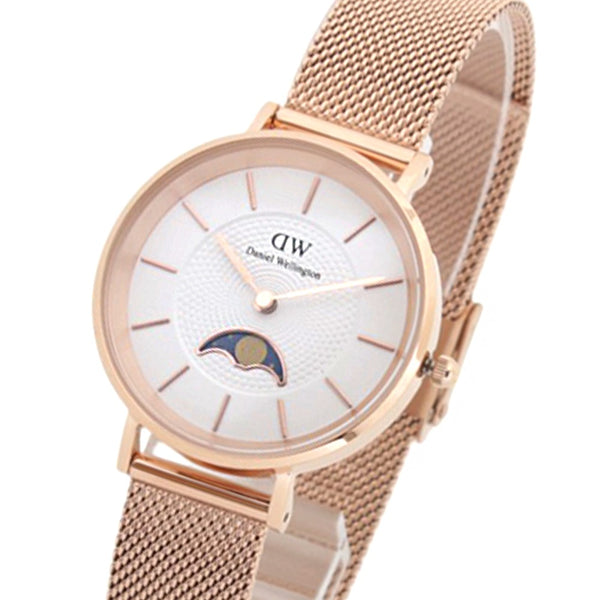 ダニエルウェリントン DANIEL WELLINGTON  Petite Lune Moonphase 32mm Melrose RoseGold White DW00100773 腕時計 レディース ホワイト クオーツ ムーンフェイズ