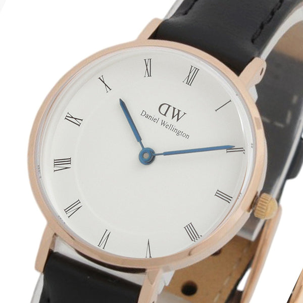 ダニエルウェリントン DANIEL WELLINGTON Petite Roman Numerals Sheffield Rose Gold 28 DW00100683 腕時計 レディース ホワイト クオーツ ブラック レザー