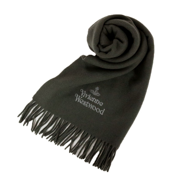 ヴィヴィアンウエストウッド VIVIENNE WESTWOOD マフラー ストール オーブロゴ 刺繍 無地 メンズ レディース P410-ANTHRACITE アントラシート