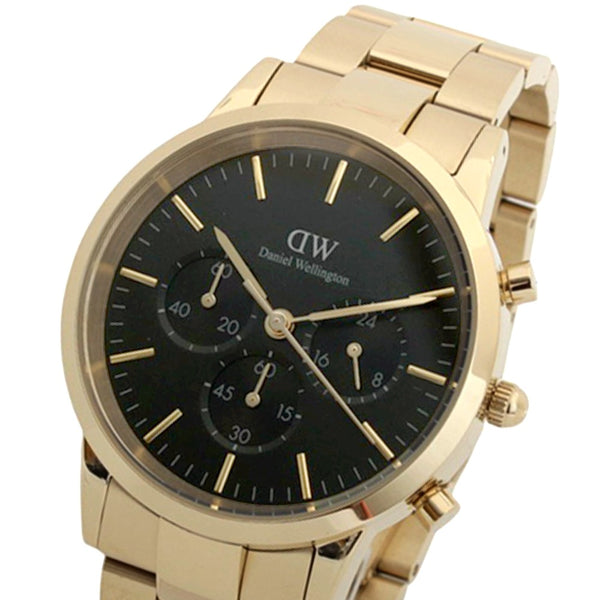 ダニエルウェリントン DANIEL WELLINGTON  Iconic Chronograph 42mm Link Gold Onyx DW00100641 腕時計 メンズ ブラック クオーツ