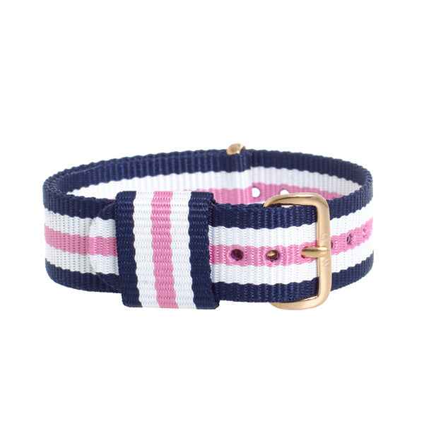 ダニエルウェリントン DANIEL WELLINGTON 替えベルト腕時計用 ラグ幅18mm dw00200034 NATO ブルー ホワイト ピンク