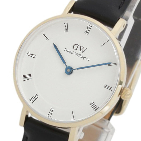 ダニエルウェリントン DANIEL WELLINGTON Petite Roman Numerals Sheffield Gold 28 DW00100686 腕時計 レディース ホワイト クオーツ ブラック レザー